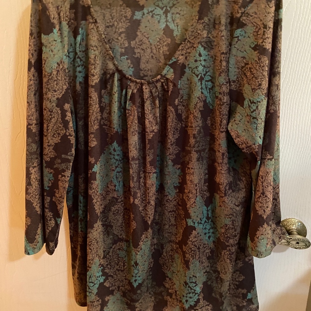 J. Jill brown and green flowing top
